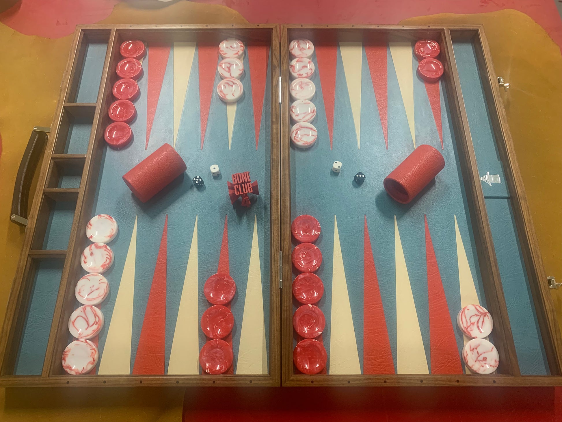 leather backgammon board