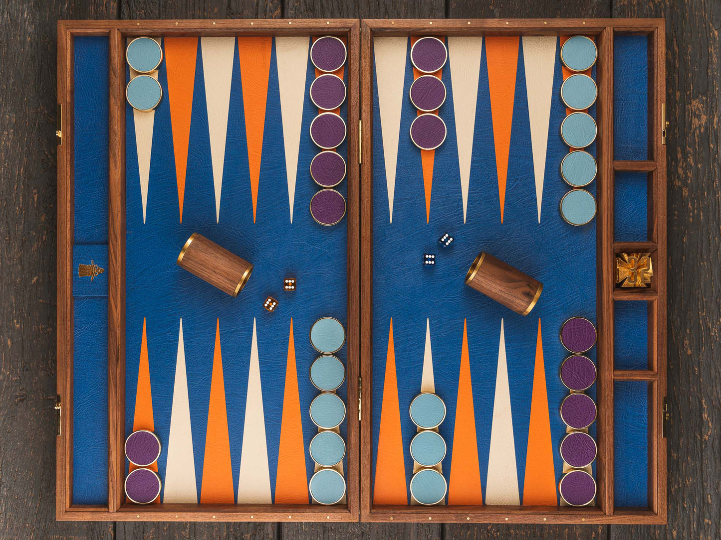 Davis Bone Club Walnut and Leather Backgammon Board